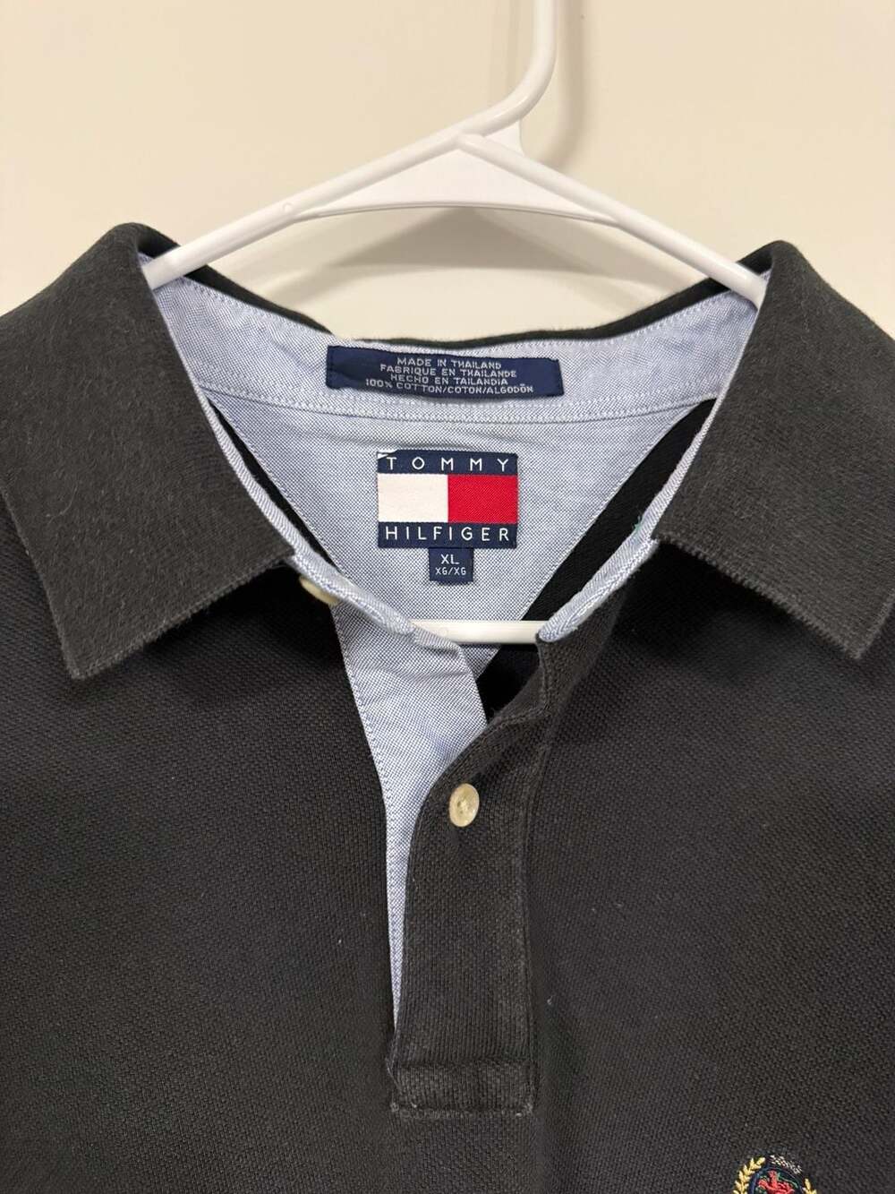 Vintage 90s Tommy Hilfiger Crest Lion Logo Pique Polo Shirt XL